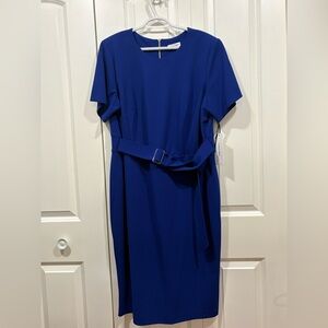 Calvin Klein Royal Blue Midi Dress with Belt